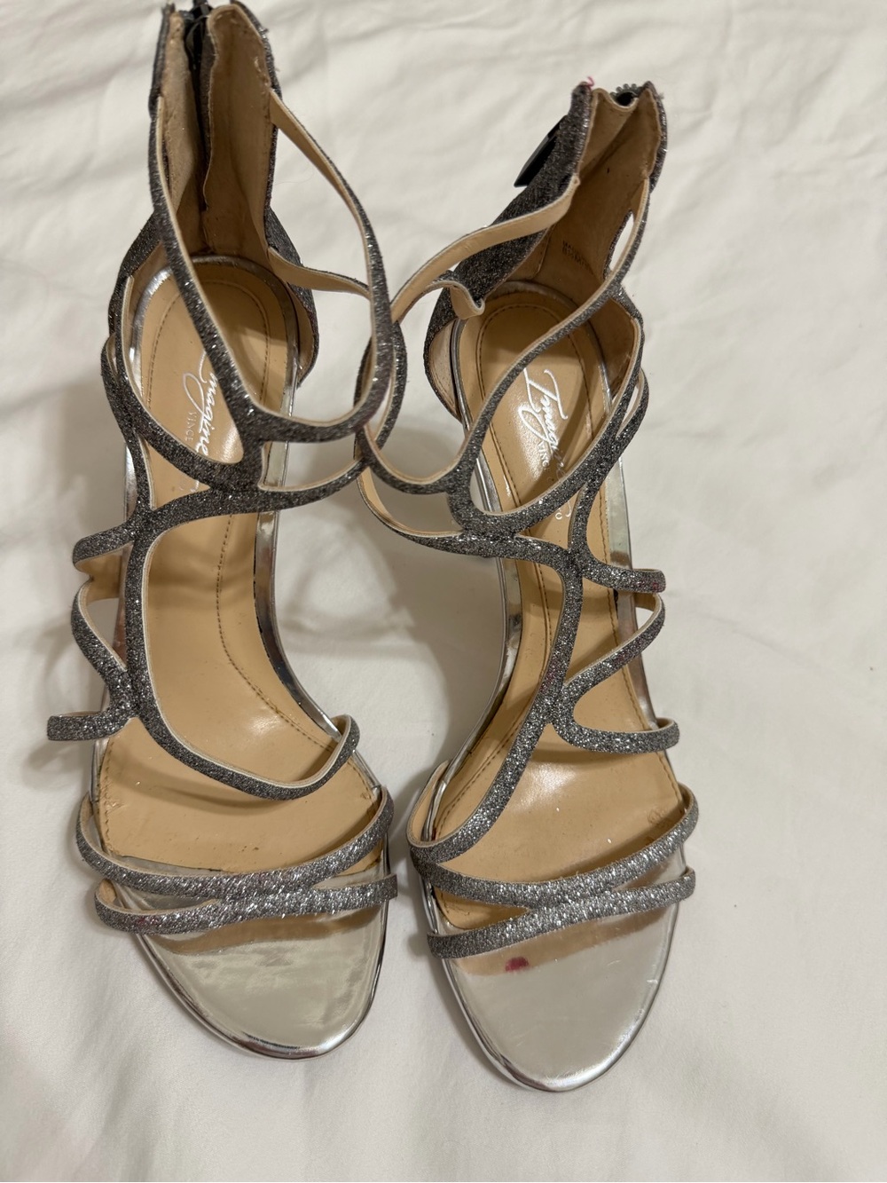 Vince Camuto Silver Glitter Strappy Sandals
